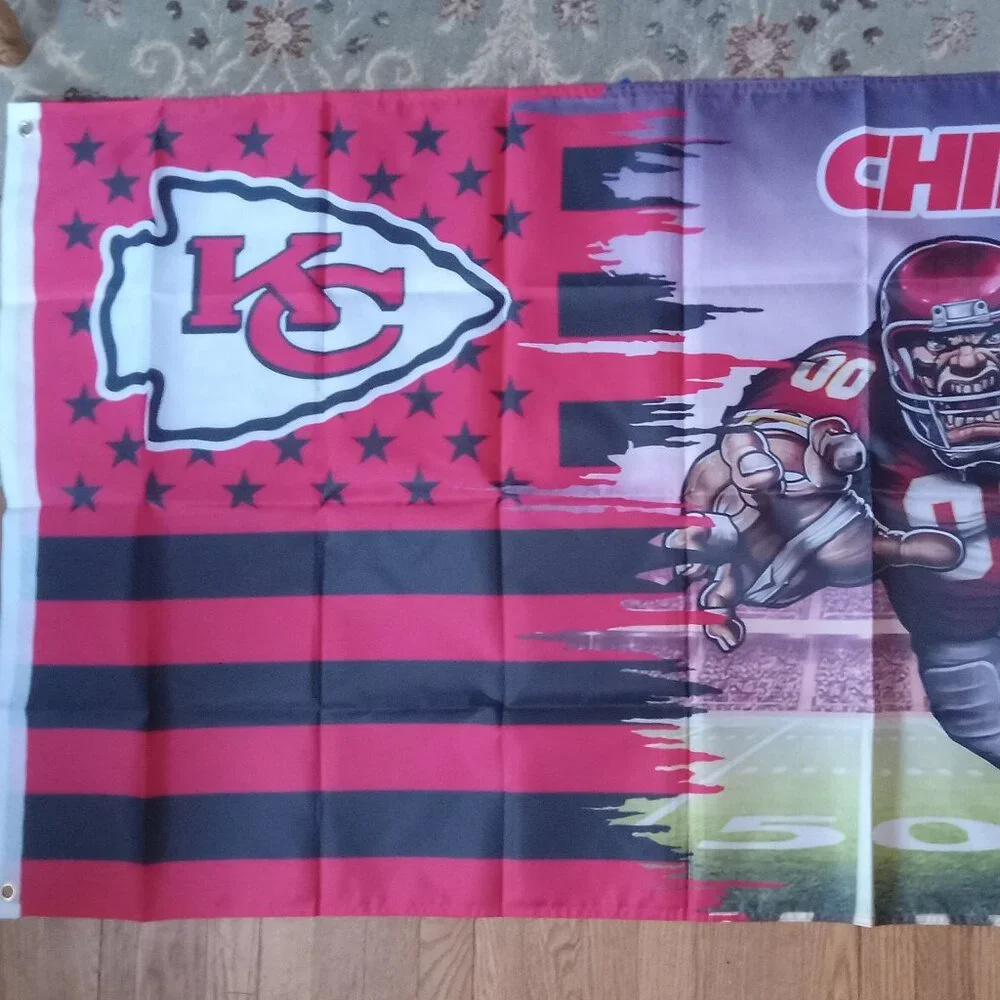 Kansas City Chiefs NFL 3X5 Feet American Flag Banner Pole or Wall Decor